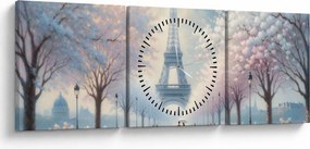 Tablou - Pictură din Paris (cu ceas) (90x30 cm)