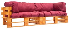 277452 vidaXL Set canapea grădină paleți cu perne roșii, 2 piese, lemn de pin