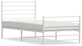 352381 vidaXL Cadru de pat metalic cu tăblie de cap/picioare, alb, 100x200 cm