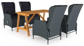 vidaXL Set mobilier de grădină, 5 piese, gri închis
