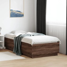 vidaXL Cadru de pat, stejar maro, 75x190 cm, lemn prelucrat