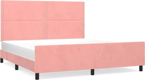 vidaXL Cadru de pat cu tăblie, roz, 160x200 cm, catifea