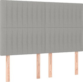 vidaXL Tăblie de pat gri deschis 144x5x118/128 cm, material textil