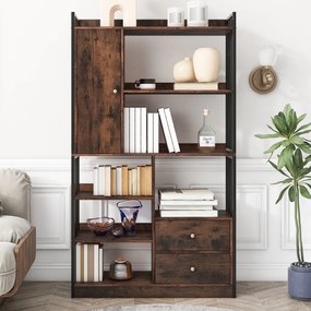 Librărie industrială cu 6 rafturi, Negru+Maro | Aosom Romania