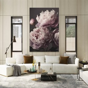 Tablou Canvas, 40x60cm, Dormitor si Living, Flori, Bujori, Grey Pastel Pink Peony