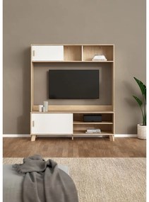 Set TV alb-în culoare naturală cu aspect de lemn de stejar 159x181x48 cm Ikast – Tvilum