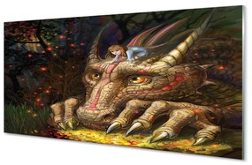 Tablouri acrilice Forest fată dragon cap