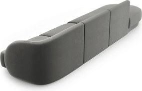 Canapea 4 locuri cotiera stanga, Miley, Micadoni Home, BL, 325x85x74 cm, catifea, gri deschis