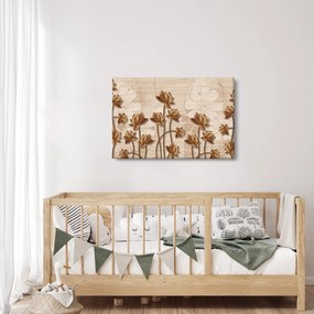 Tablou cu abstracția florilor - maro (90x60 cm)