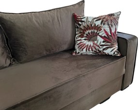 Canapea LARISA extensibila, 3 locuri, lada de depozitare, catifea maro, 220x95x85 Maro, Catifea