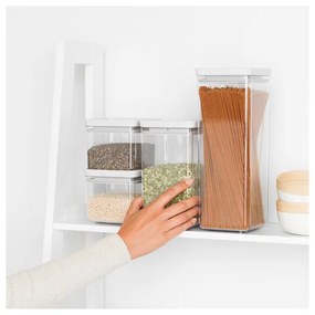 Set 4 borcane pentru depozitare Brabantia Tasty+ 1001159, 700/1.6l, Stivuibile, Transparent/Gri deschis