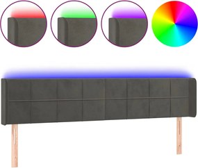 vidaXL Tăblie de pat cu LED gri închis 183x16x78/88 cm catifea