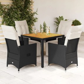 3276856 vidaXL Set mobilier de grădină cu perne, 5 piese, negru, poliratan