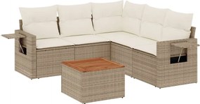 vidaXL Set canapele de grădină cu perne, 6 piese, bej, poliratan