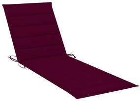 Sezlong de gradina cu perna, gri, lemn masiv de acacia 1, Bordo, 200 x 63 x 85 cm