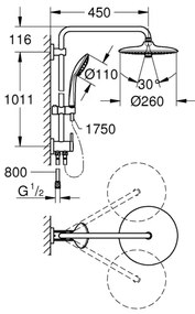GROHE 27421002 - Sistem de duș EUPHORIA 260 crom lucios
