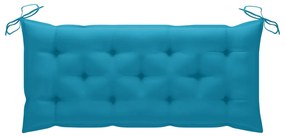 Banca de gradina stivuibila cu perna, 128,5 cm, lemn masiv tec 1, 120 cm, Albastru deschis, 120 cm