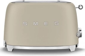 Prajitor de paine SMEG 50's Style TSF01MLMEU, 950 W, 2 felii, 6 trepte, Tava pentru firimituri, Cablu integrat, Otel inoxidabil, Bej