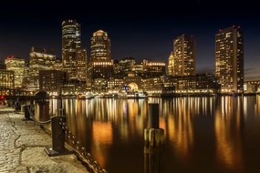 Fotografie BOSTON Fan Pier Park & Skyline at night, Melanie Viola