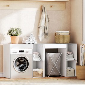 HOMCOM Dulap deasupra Mașinii de Spălat, Mobilier Modern cu Rafturi Deschise, Spațiu Economisit pentru Baie și Rufe, 96x60x95 cm, Alb | Aosom Romania