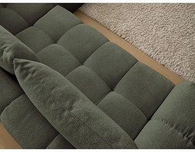 Colțar verde extensibil/cu spațiu de depozitare cu tapițerie din chenille (cu colț pe partea dreaptă/în formă de ”L”) Everest – Bobochic Paris