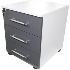 Office  Alb/Gri Comoda Birou 3 sertare