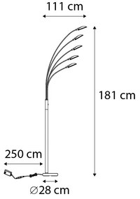 Lampa de podea de design din alamă cu LED 5 lumini - Sixties Trento