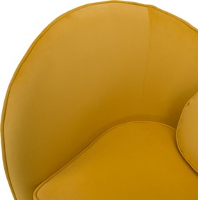 Fotoliu de design, ţesătură Velvet galbenă/gold crom auriu, EZIO