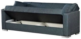 CANAPEA EXTENSIBILA ULTRA, 3 LOCURI, MATERIAL TEXTIL, NEGRU CU ALBASTRU, LADA DEPOZITARE