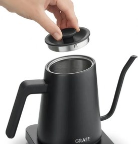 Cana electrica Graef Pour-over GK502, 1200 W, 900 ml, 40-100°C, Mentinerea caldurii, filtru, „gât de lebădă”, Negru mat