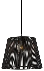 Lampa suspendată de exterior neagră cu abajur din frânghie neagră IP44 - Cava Jayla