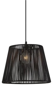 Lampa suspendată de exterior neagră cu abajur din frânghie neagră IP44 - Cava