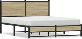 vidaXL Cadru de pat metalic fără saltea, stejar sonoma, 150x200 cm