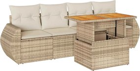 vidaXL Set canapele de grădină cu perne, 5 piese, bej, poliratan