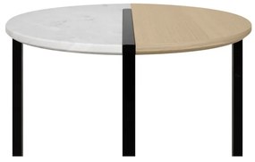Măsuță de cafea rotundă cu blat cu aspect de lemn de stejar și marmură Sonata TemaHome, ø 80 cm