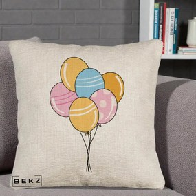 Perna Decorativa Baloane Petrecere, 40x40 cm, Bej Canapea, Husa Detasabila, Perna Inclusa, BEKZ®