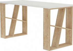 Masa birou HONEY, alb/stejar deschis, PAL melaminat, 140x60x75 cm