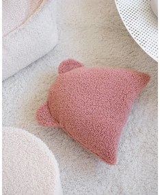 Pernă decorativă pentru copii roz cu tapițerie din țesătură bouclé Bear – Wigiwama