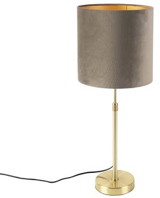 Lampă de masă inteligentă aurie cu abajur din catifea taupe 25 cm incluzând WiFi A60 - Parte