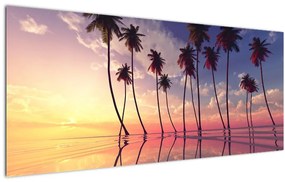 Tablou cu palmieri deasupra mării (120x50 cm)