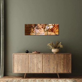 Tablou cu pisica în ghiveci (cu ceas) (90x30 cm)