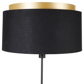 Lampa de podea moderna neagra cu abajur dublu auriu - Parte