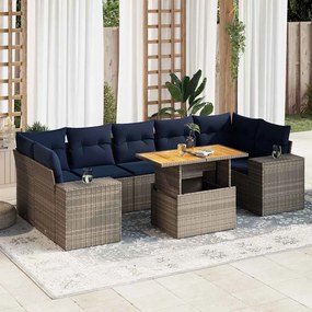 vidaXL Set canapele de grădină cu perne, 8 piese, gri, poliratan