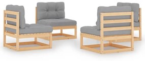 3076309 vidaXL Set mobilier de grădină cu perne, 4 piese, lemn masiv de pin