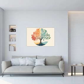 Tablou – Arbore dual cu fluture (90x60 cm)