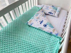 Lenjerie de pat pentru copii Mint Bubbles Blue Car 100 x 80 cm