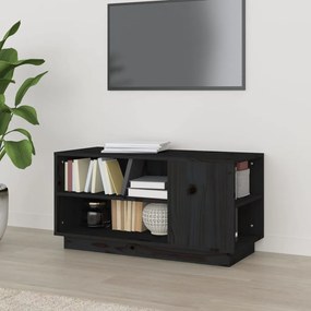 814408 vidaXL Comodă TV, negru, 80x35x40,5 cm, lemn masiv de pin