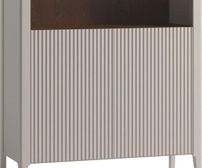 Vitrină lemn masiv nuc Napoli Crem/, 102 × 40 × 202 cm