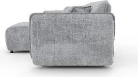 Colțar gri deschis cu tapițerie din chenille (cu colț pe partea stângă/cu șezlong) Nelia – Ropez