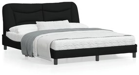 3207781 vidaXL Cadru de pat cu tăblie, negru, 160x200 cm, textil